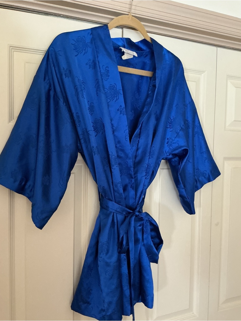 Vintage California Dynasty Blue Satiny Kimono Robe - Women Intimates & Sleepwear